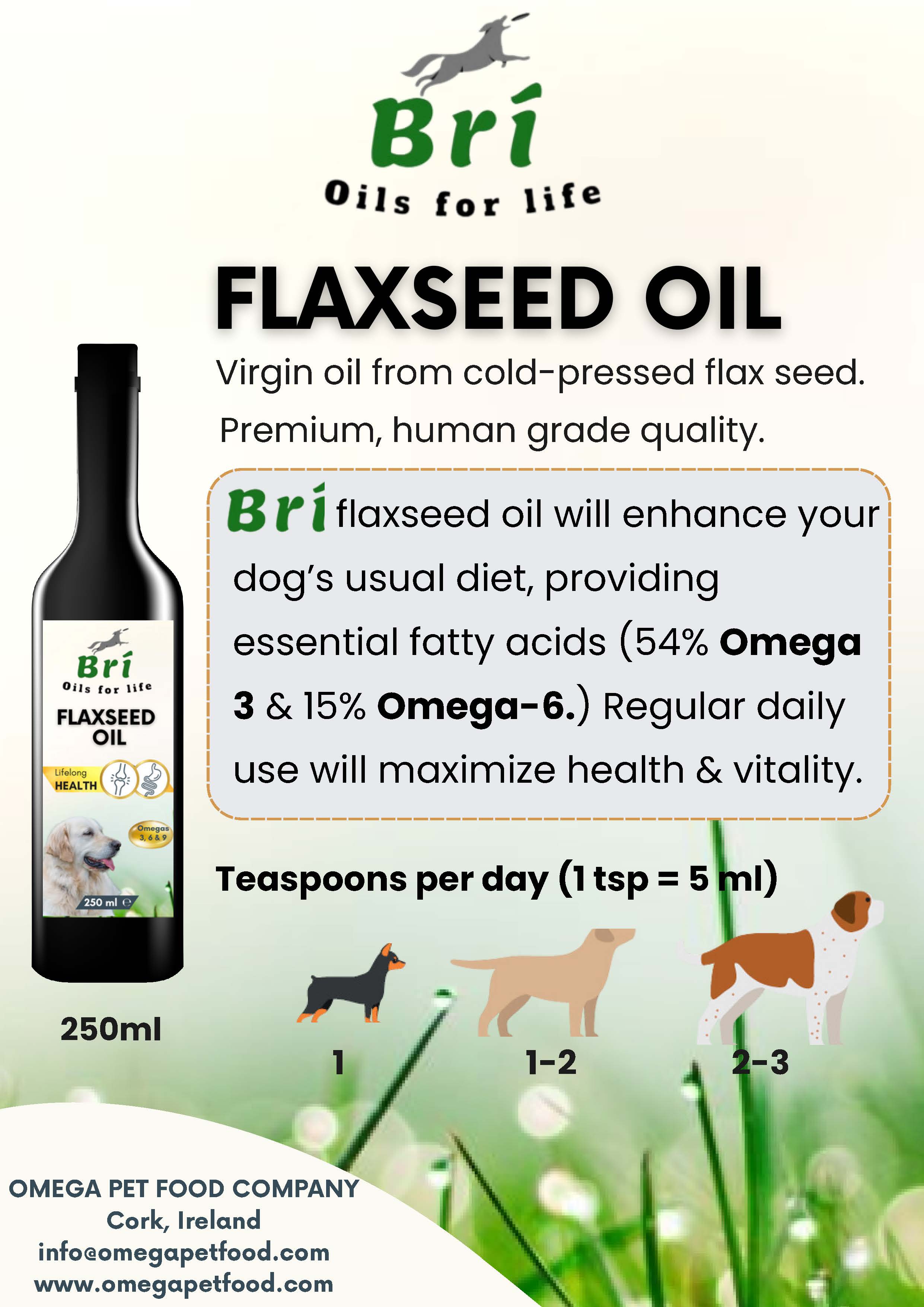 BRI - OMEGA Premium Flax ( Linseed) Oil - 3 x 250Mls